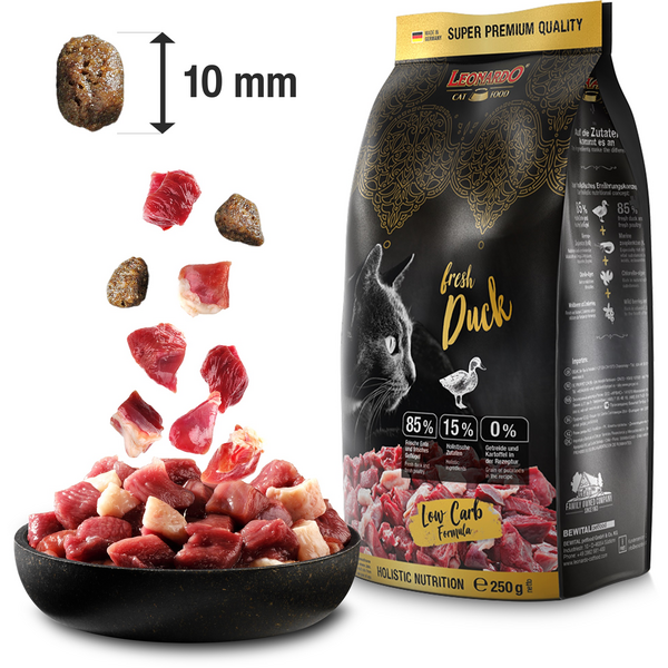 LEONARDO ADULT FRESH DUCK 250G - BEZGRAUDU SAUSĀ BARĪBA KAĶIEM AR PĪLI, 3 image