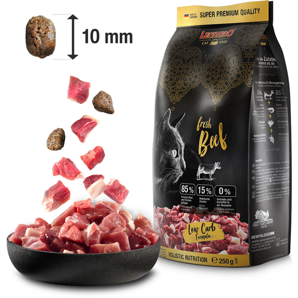 LEONARDO ADULT FRESH BEEF 250G - BEZGRAUDU SAUSĀ BARĪBA KAKIEM AR LIELLOPU UN MĀJPUTNU GAĻU, 3 image