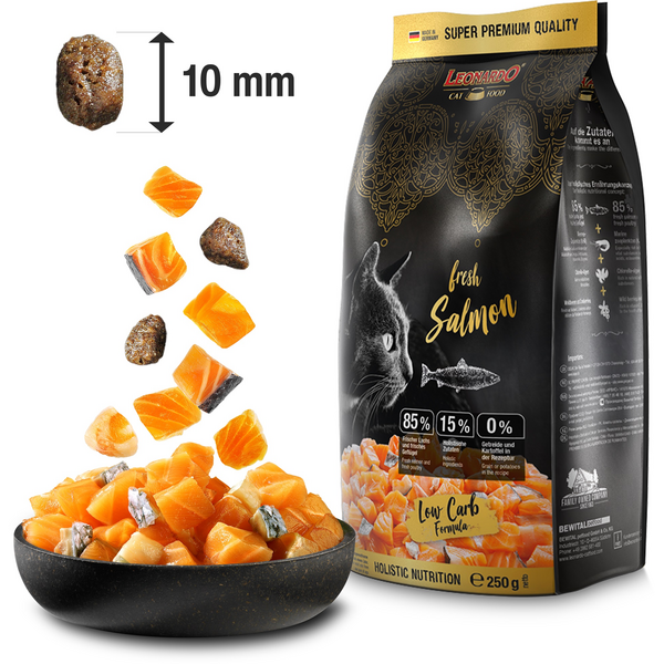 LEONARDO ADULT FRESH SALMON 250G - BEZGRAUDU SAUSĀ BARĪBA KAĶIEM AR LASI, 3 image