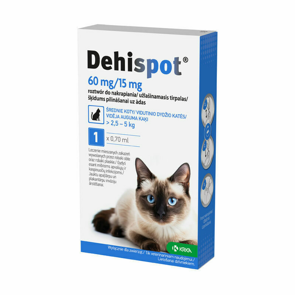 DEHISPOT 60MG/15MG ŠĶĪD 0.7ML N1 KAĶIEM 2.5-5KG