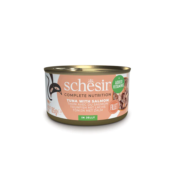 Schesir Cat Tuna with salmon in jelly 85g - Tuncis ar lasi želejā
