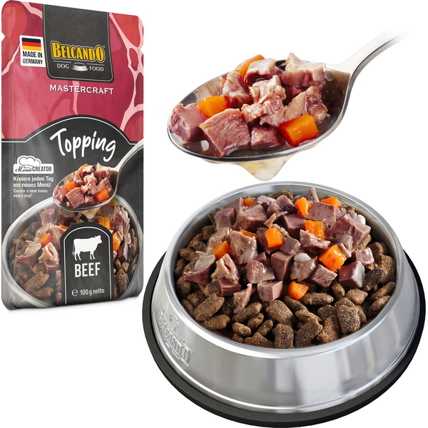 BELCANDO MASTERCRAFT TOPPING BEEF WITH CARROTS 100G - KONSERVI SUŅIEM