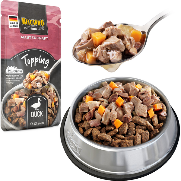 BELCANDO MASTERCRAFT TOPPING DUCK WITH SWEET POTATO 100G - KONSERVI SUŅIEM