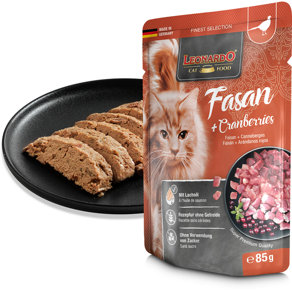 LEONARDO влажный корм для кошек с фазаном и клюквой 85 г