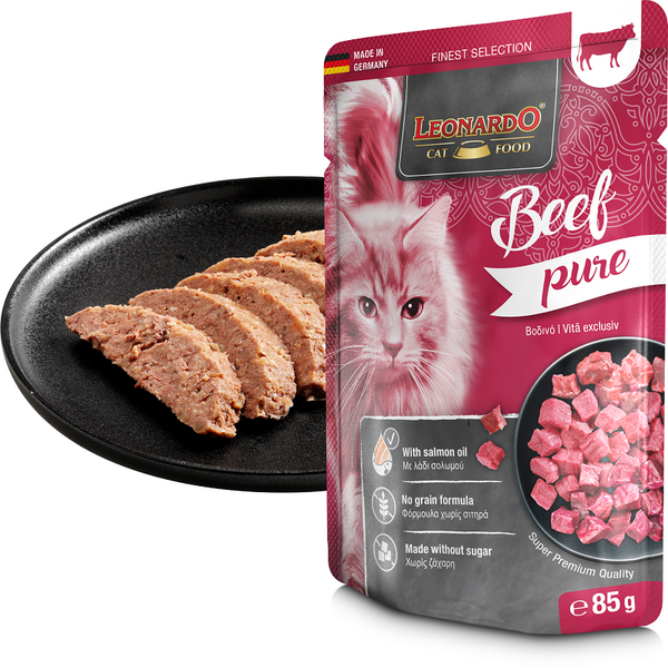 LEONARDO влажный корм для кошек с говядиной 85 г