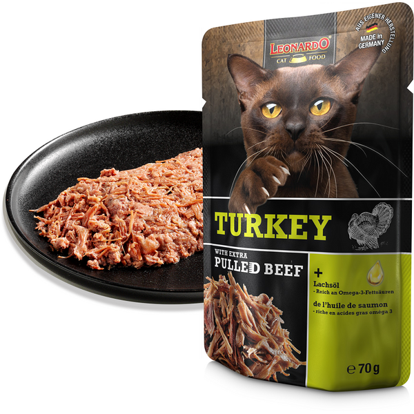 LEONARDO влажный корм для кошек с индейкой и рублёной говядиной 70 г