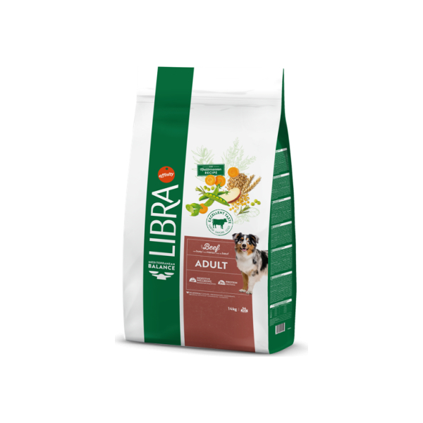 AFFINITY LIBRA DOG ADULT BEEF 14 KG - PIEAUGUŠIEM SUŅIEM, AR LIELLOPU