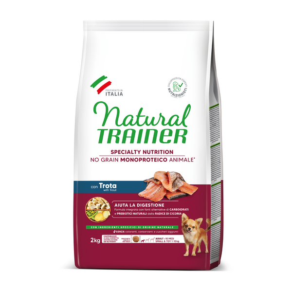 NATURAL TRAINER DOG NO GRAIN ADULT SMALL&TOY TROUT 2 KG - полнорационный и сбалансированный корм для взрослых собак мелких пород 