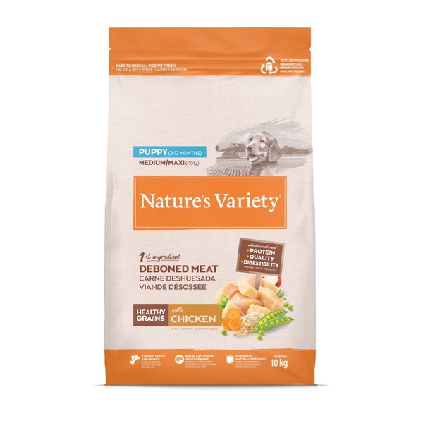 NATURES VARIETY DOG HEALTHY GRAIN PUPPY MEDIUM/MAXI 10 KG - viedējo/lielo šķirņu kucēniem