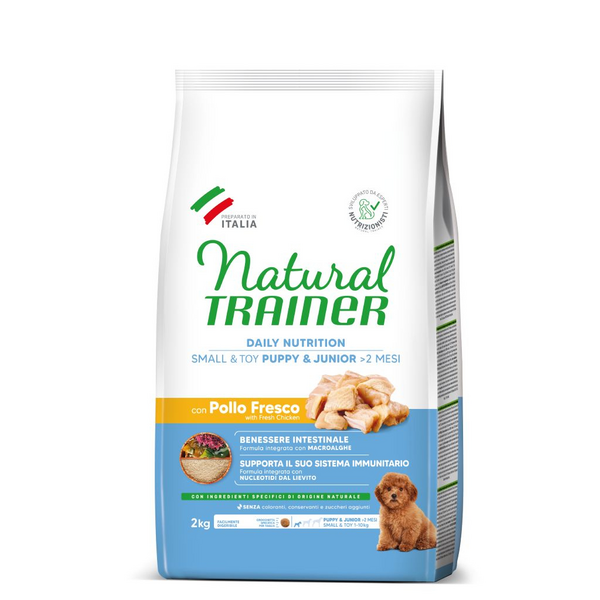 NATURAL TRAINER DOG SMALL&TOY PUPPY & JUNIOR 2KG - полноценный корм со свежим куриным мясом для щенков мелких пород в возрасте до 12 месяцев.