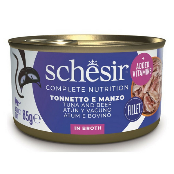 SCHESIR Cat Tuna with Beef Fillets 85g - tuncis un liellopa fileja želejā