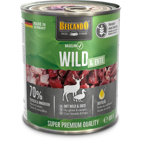 BELCANDO BASELINE WITH WILD AND DUCK 800GR - PILNVĒRTĪGA BARĪBA SUŅIEM AR BRIEDI UN PĪLI, 3 image