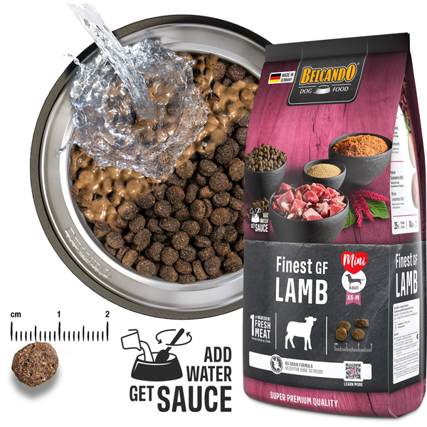 BELCANDO FINEST GF LAMB 4KG - VISU ŠĶIRŅU SUŅIEM (JĒRS UN RĪSI)