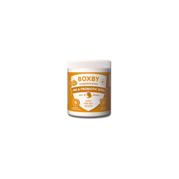 BOXBY PRE & PROBIOTIC BITES 240g - papildbarības suņiem, veicina gremošanu un zarnu trakta veselību