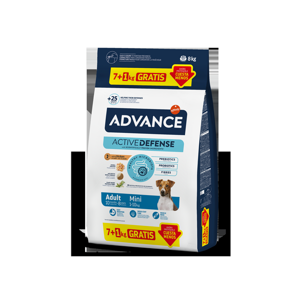 ADVANCE DOG MINI ADULT 7+1 KG - MAZO ŠĶIRŅU PIEAUGUŠIEM SUŅIEM (VISTA UN RĪSI)